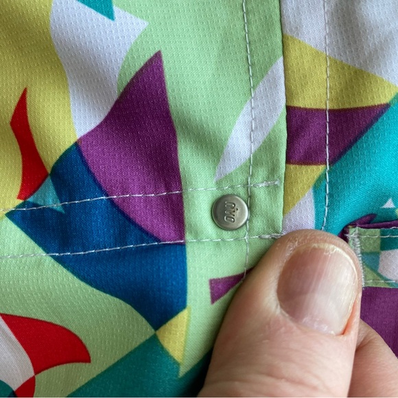 NVO Sport Golf Long Shorts. Multicolor Geometric Pattern Peddle Pusher. Size 8. - Picture 9 of 15